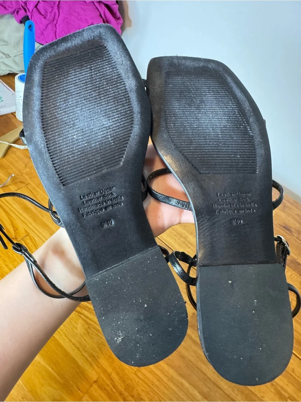 Jeffrey Campbell Corinth Black Leather Strappy Square Toe Sandals Size 9